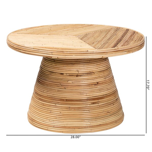 Bali & Pari Bella Modern Bohemian Natural Rattan and Mahogany Wood Coffee Table - 243-13564-ZORO