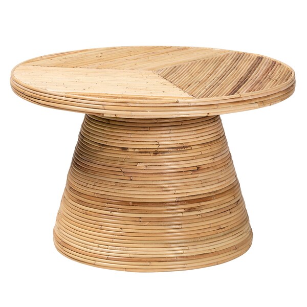 Bali & Pari Bella Modern Bohemian Natural Rattan and Mahogany Wood Coffee Table - 243-13564-ZORO