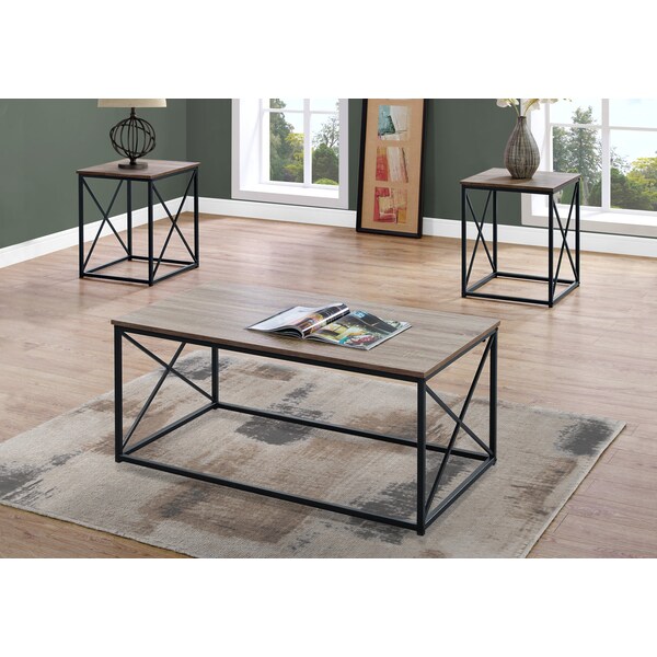Monarch Specialties Dining Table - 36"X 60" / Dark Taupe / Black Metal - I 7950P