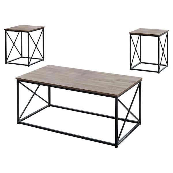 Monarch Specialties Dining Table - 36"X 60" / Dark Taupe / Black Metal - I 7950P