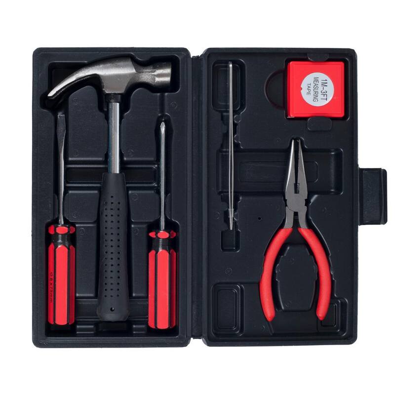 Juego de herramientas negras multipropósito para auto y oficina de 7 piezas - 75-HT1007