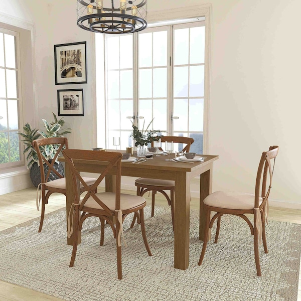 Flash Furniture Farm Table, 4 Chair Cushions Set, 46"x30" - XA-FARM-17-GG