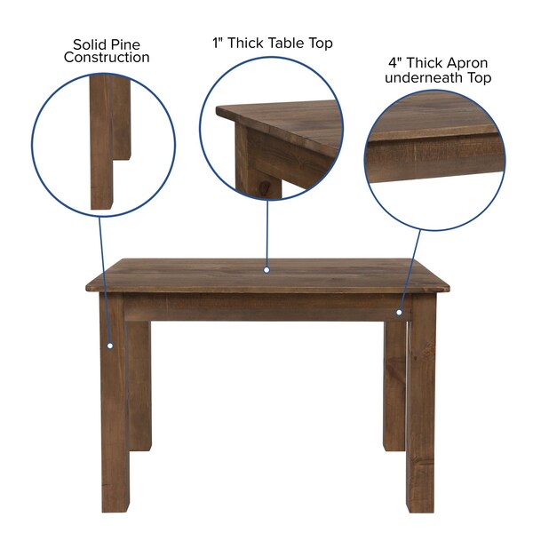Flash Furniture Farm Table, 4 Chair Cushions Set, 46"x30" - XA-FARM-17-GG
