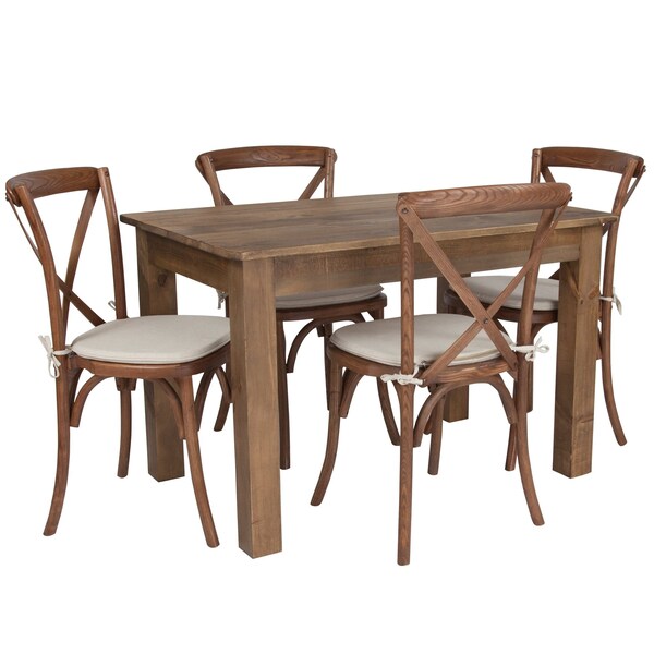 Flash Furniture Farm Table, 4 Chair Cushions Set, 46"x30" - XA-FARM-17-GG