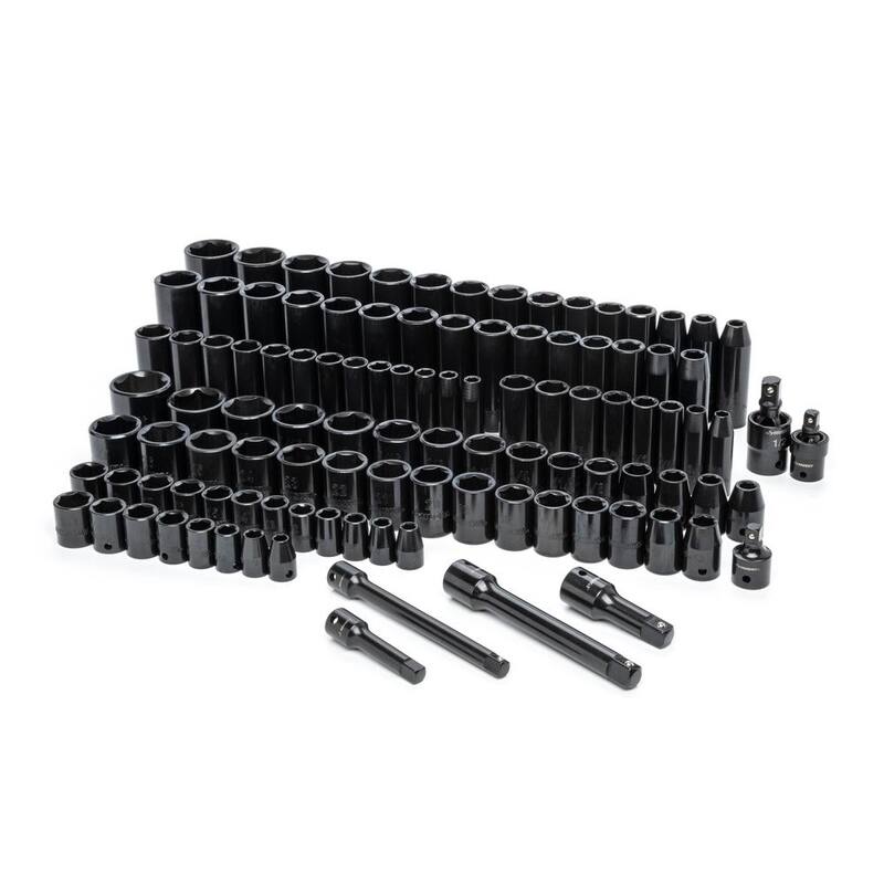 Juego de casquillos de impacto de 6 puntos Husky de 3/8 pulg. y 1/2 pulg. de de trinquete Maestro de 108 piezas - H23D108IMPSC