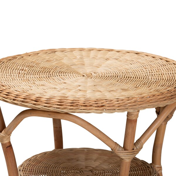 Baxton Studio Abbey Modern Bohemian Natural Brown Antique Rattan Coffee Table - 219-12718-ZORO