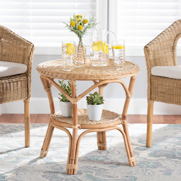 Baxton Studio Abbey Modern Bohemian Natural Brown Antique Rattan Coffee Table - 219-12718-ZORO