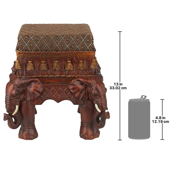 Design Toscano The Maharajah's Elephants Sculptural Upholstered Footstool - NG33063