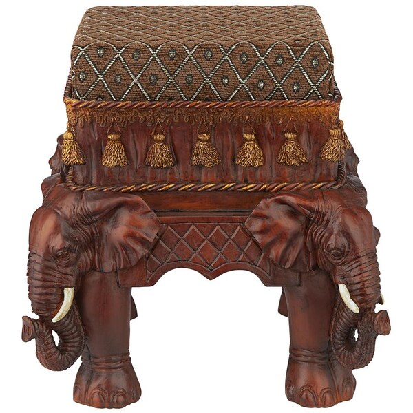 Design Toscano The Maharajah's Elephants Sculptural Upholstered Footstool - NG33063