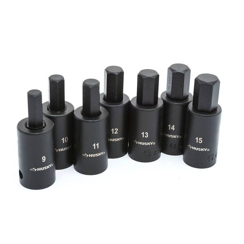 Juego de 7 piezas de puntas hexagonales de 1/2 pulgadas para impacto Husky MM - H2DMMHBI7PC