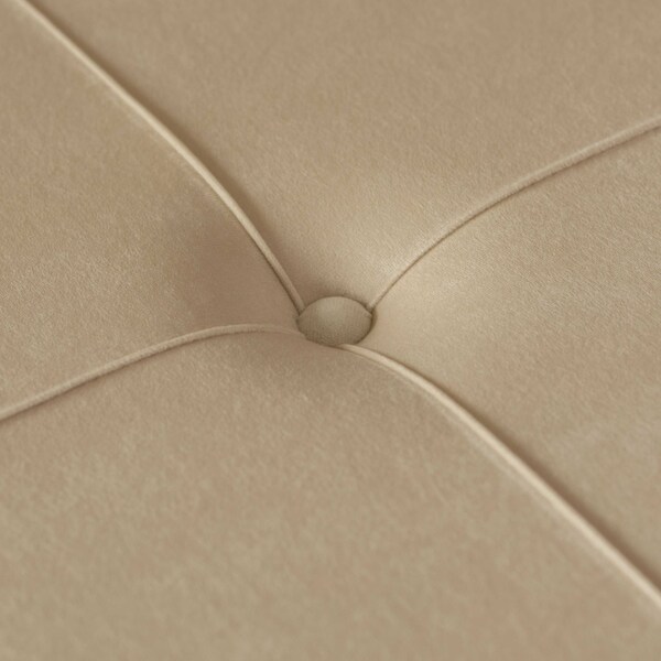 Fabulaxe Round Velvet Ottoman Stool Raised with Hairpin Gold Base, Cream, Medium - QI004324.CM.M