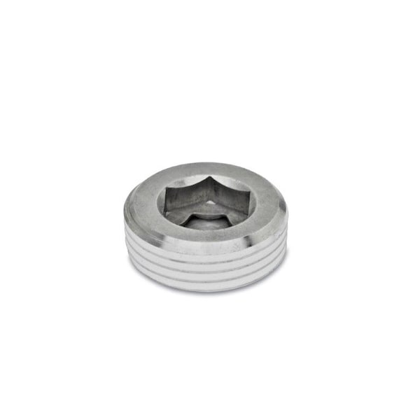 J.W. Winco DIN-906-NI-M22X1.5-GPC Threaded Plugs, Tapered Thread - 906-NI-M22X1.5-GPC