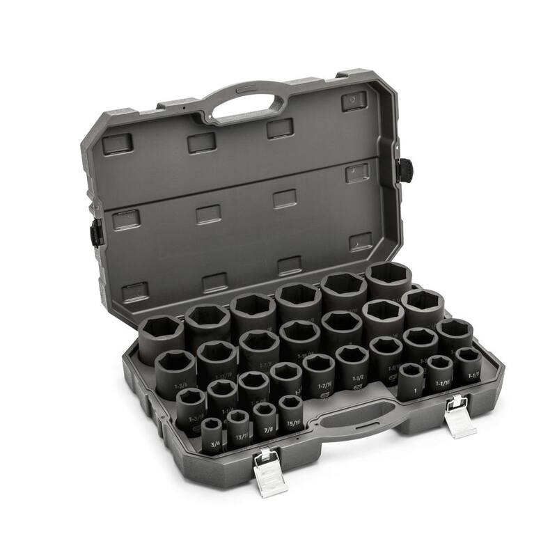Juego de llaves de impacto profundo de 6 puntos SAE de 3/4 de pulgada con estuche de almacenamiento (29 piezas) - 84037