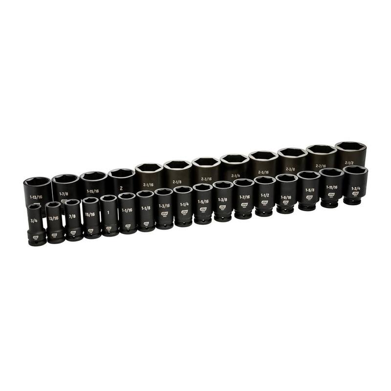 Juego de llaves de impacto profundo de 6 puntos SAE de 3/4 de pulgada con estuche de almacenamiento (29 piezas) - 84037