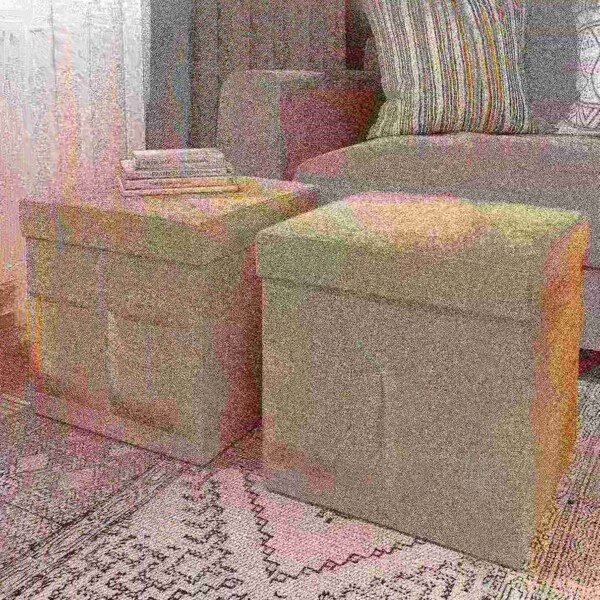 Hastings Home 2-Pack Folding Ottoman Cubes, Beige - 410747ZTL