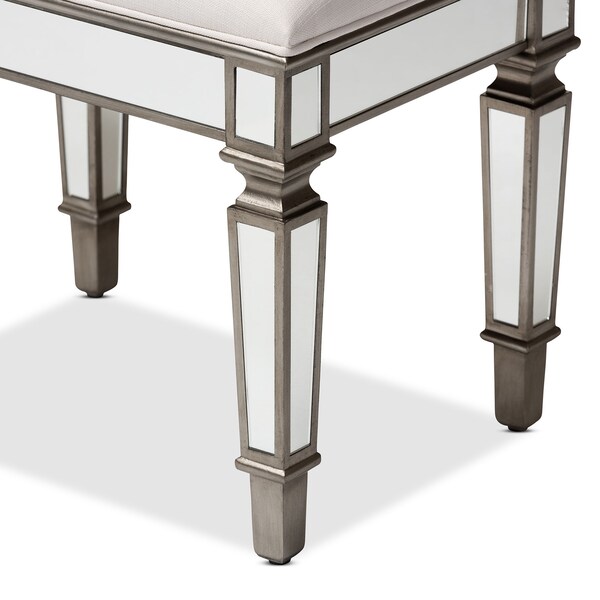 Baxton Studio Marielle Hollywood Style Off White Mirrored Ottoman Bench - 150-9182
