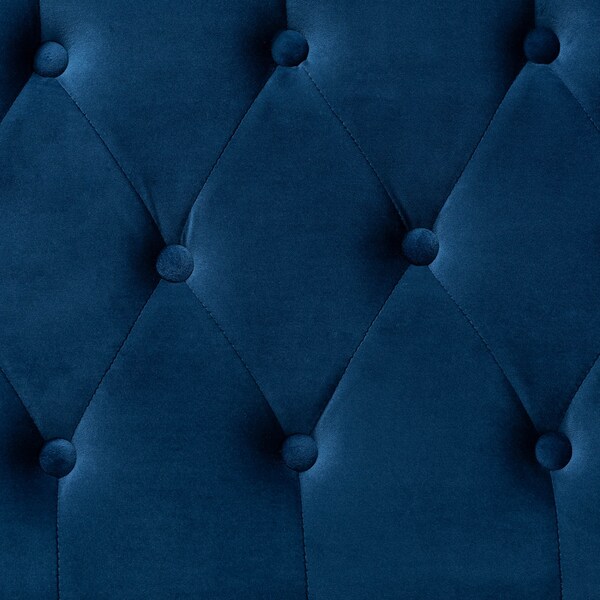 Baxton Studio Valere Blue Velvet Upholstered Gold Finished Tufted Storage Ottoman - 162-10463