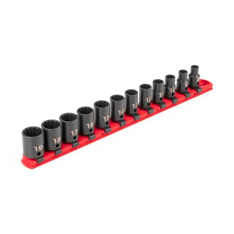 Juego de dados de impacto de 3/8 pulgadas con 12 puntos (12 piezas) (8-19 mm) - Rieles - SID91110