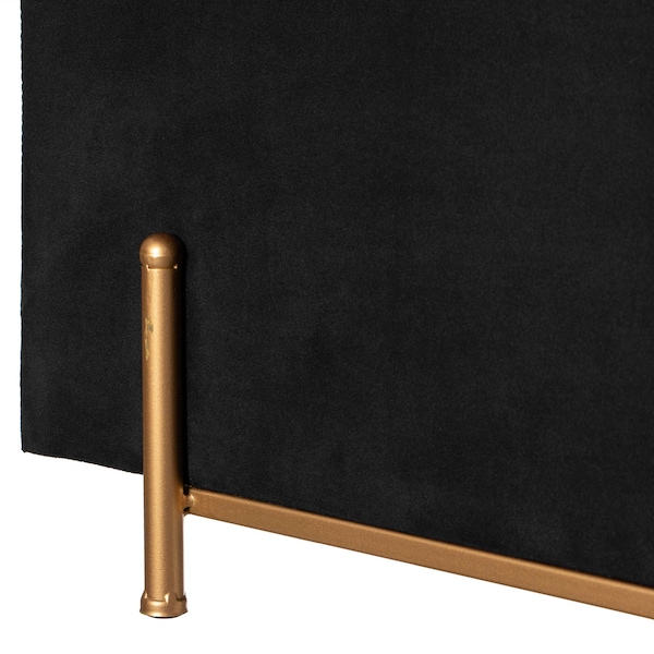 Fabulaxe Large Rectangle Velvet Storage Ottoman Stool Box with Gold Legs, Decorative Sitting Bench, Black - QI003938.BK