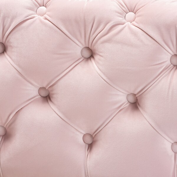 Baxton Studio Avara Pink Velvet Upholstered Gold Finished Tufted Bench Ottoman - 154-9368