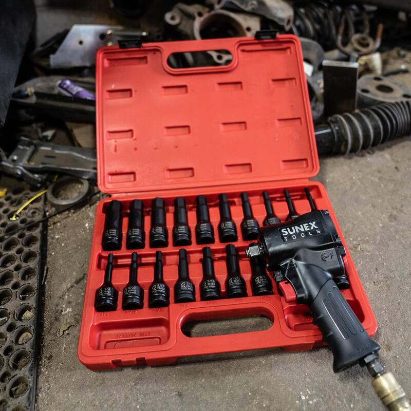 Juego de dados de impacto de 1/2 pulgadas SAE y métricos de Sunex Tools, 20 piezas - 2637