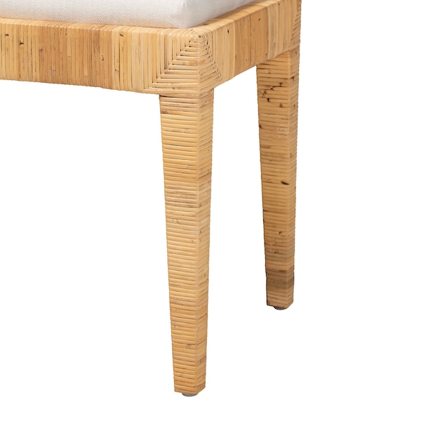 Baxton Studio Sofia Modern Bohemian Natural Brown Rattan and Mahogany Wood Ottoman - 228-13093-ZORO