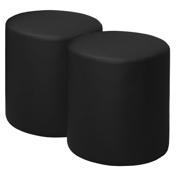Regency Logan Round Vinyl Ottoman (Set of 2)- Black - N6262BK2PK