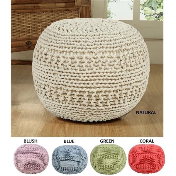 Aanny Designs Aanny Designs JJSG1175 Grammercy Cotton Knit Pouf Ottoman; Light Blue - JJSG1175