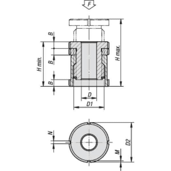 Kipp Leveling Set With Locknut, Standard, D=22 Stainless Steel, D2= 70 - K0693.029201