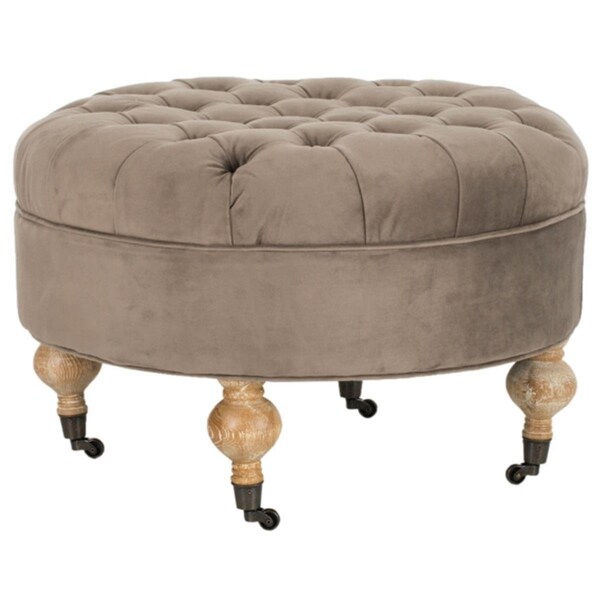 Safavieh Clara Round Ottoman, Mushroom Taupe - 18.3 x 27.2 x 27.2 in. - MCR4601E