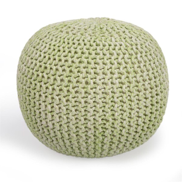 Homeroots 16 x 19 x 19 in. Cool Green Woven Pouf Ottoman - 388961