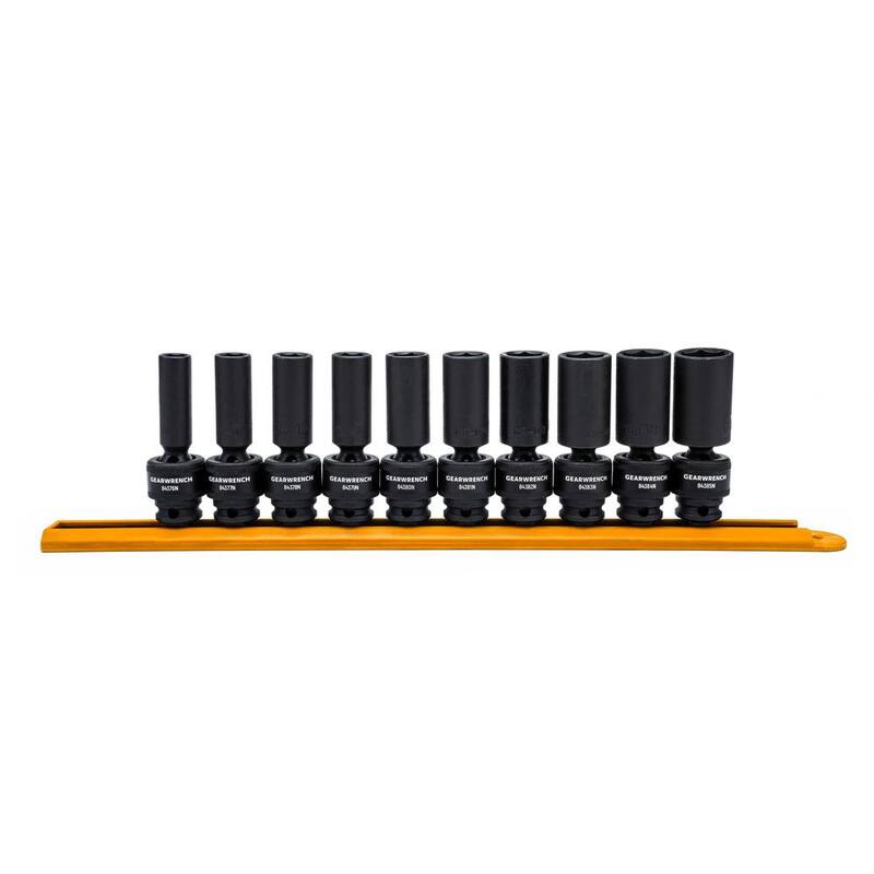 Juego de enchufes profundos de impacto universal métrico de 6 puntos de 3/8 pulgadas (10 piezas) - 84924N