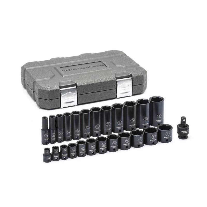 Juego de llaves de impacto estándar y profundo SAE de 6 puntos de 3/8 pulgadas de GEARWRENCH (25 piezas) - 84919N
