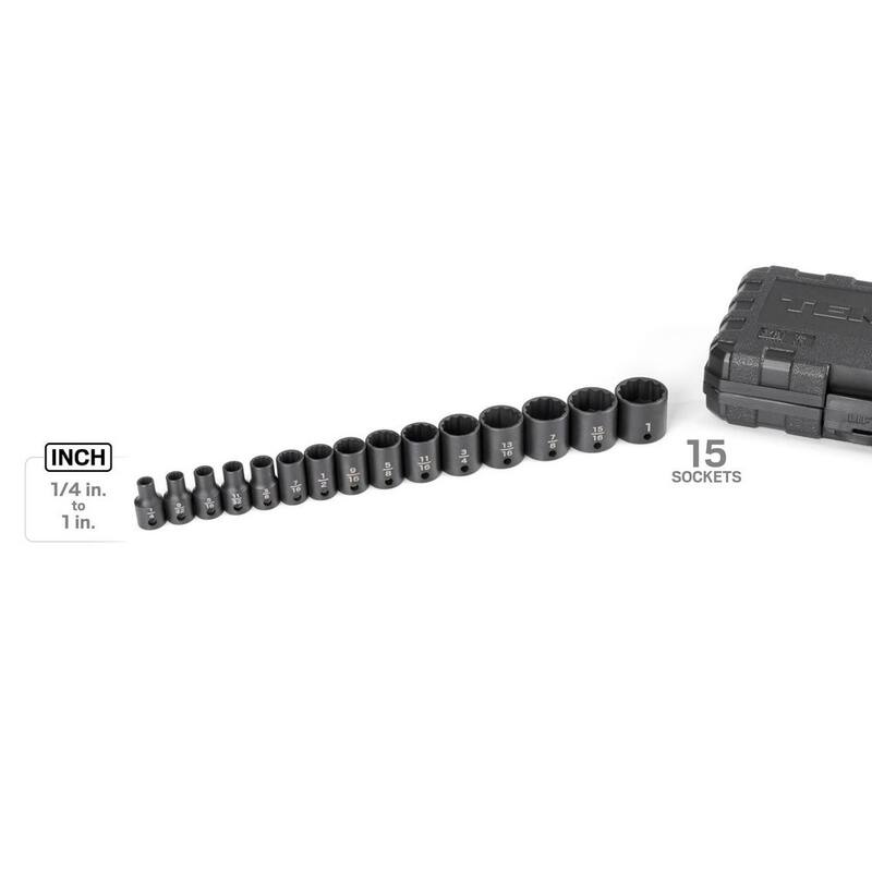 Juego de 15 piezas de dados de impacto de 12 puntos de 3/8 pulgadas de TEKTON (1/4-1 pulgada) - SID91304