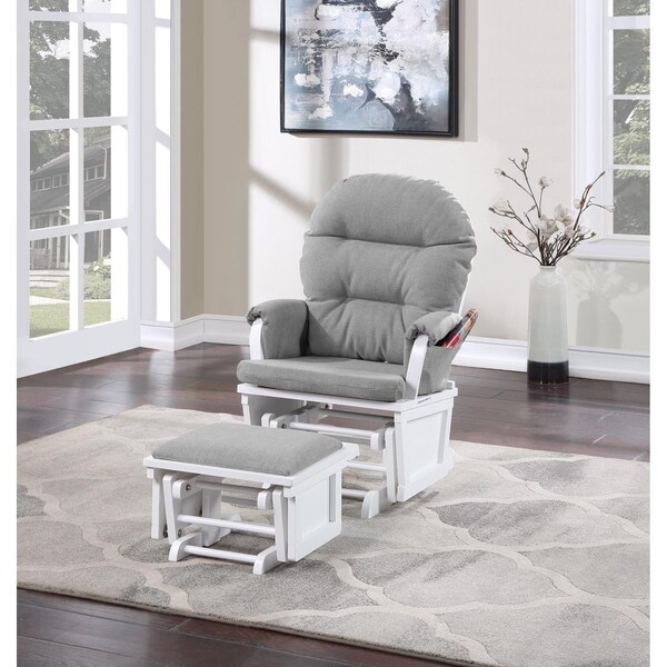 Suite Bebe Madison Glider & Ottoman White & Oyster - 26217-WHO