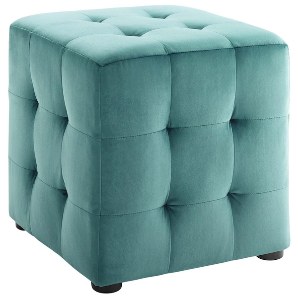 Modway Furniture Contour Tufted Cube Performance Velvet Ottoman, Teal - EEI-3577-TEA