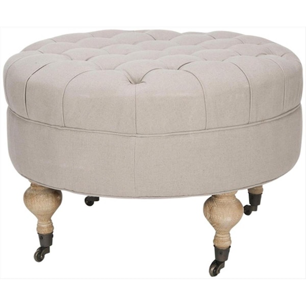 Safavieh Mandy Beige Round Ottoman - MCR4601A