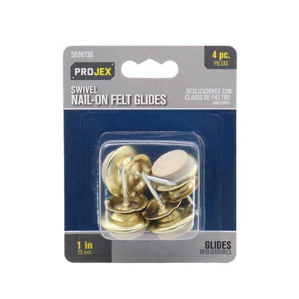 Kd Gabinetes 1 in. Nail-on Felt Swivel Glide, White, 8PK - KD3308714