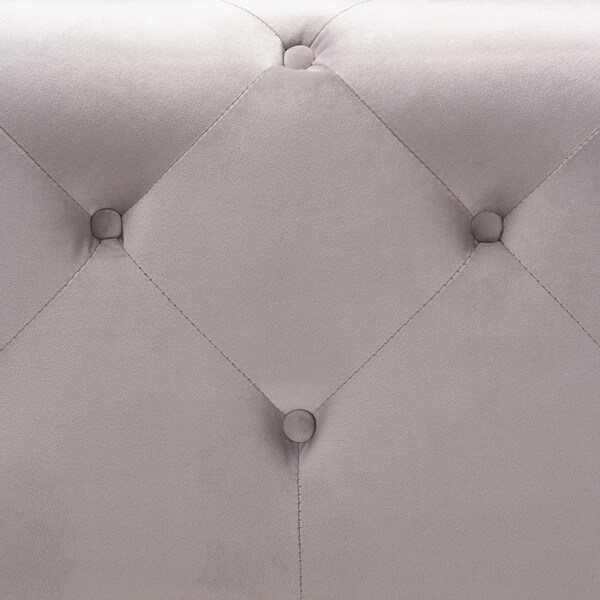 Baxton Studio Calvetti Gray Velvet Upholstered Button-Tufted Cocktail Ottoman - 153-9364