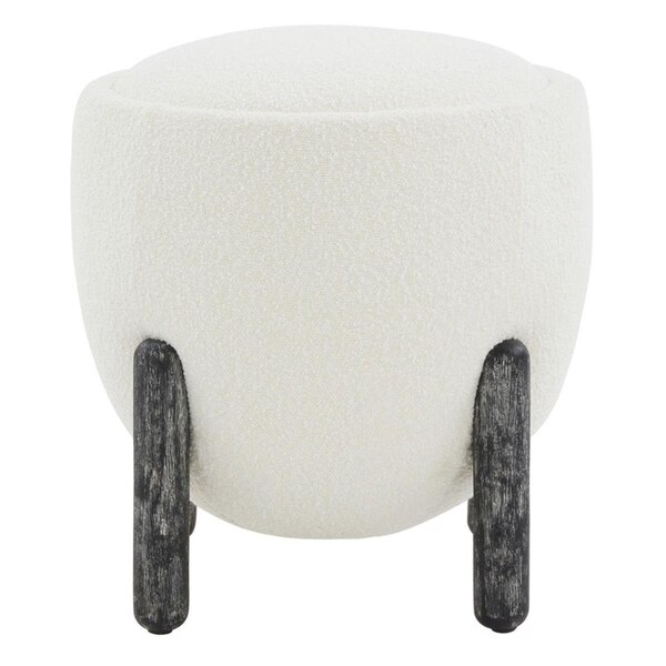 Safavieh 20 x 18.3 x 18.3 in. Clarabella Upholstered Ottoman Ivory & Black - SFV4800A