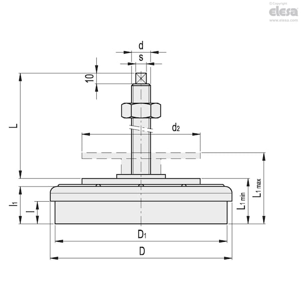 Elesa Vibration-damping levelling feet, LW.A-200-M20x1.5x170 - LW.A