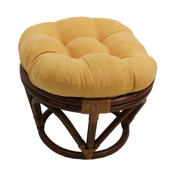 International Caravan Rattan Ottoman with Micro Suede Cushion, Lemon - 3301-MS-LM