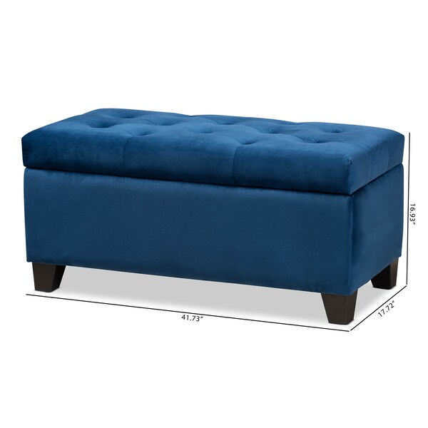 Baxton Studio Michaela Navy Blue Velvet Upholstered Storage Ottoman - 162-10459