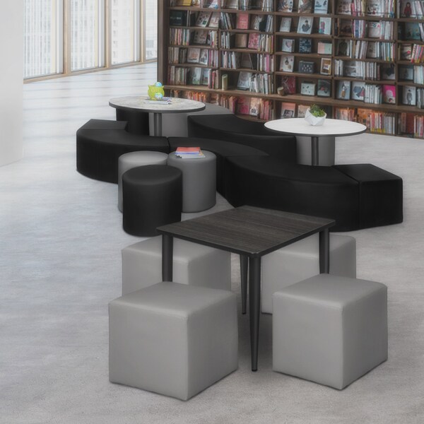 Regency Jean Square Vinyl Ottoman (Set of 4)- Grey - N6263GY4PK