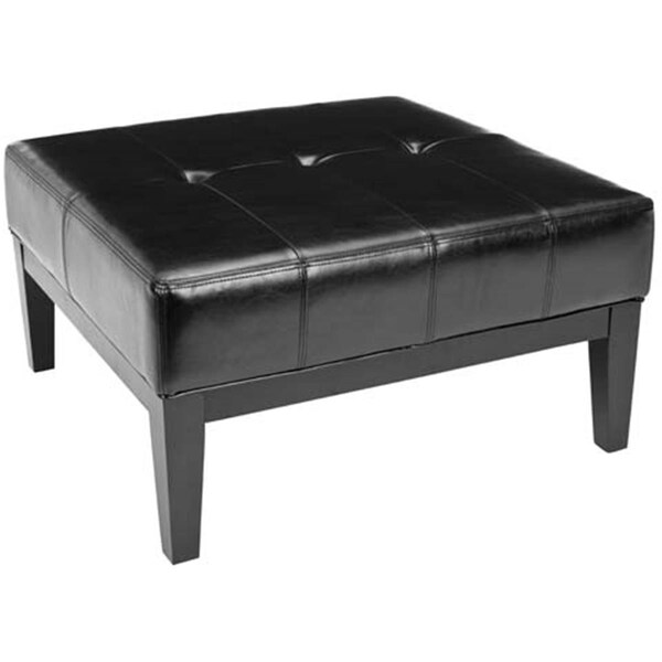 Safavieh Aubrey Black Leather Cocktail Ottoman - HUD8238B
