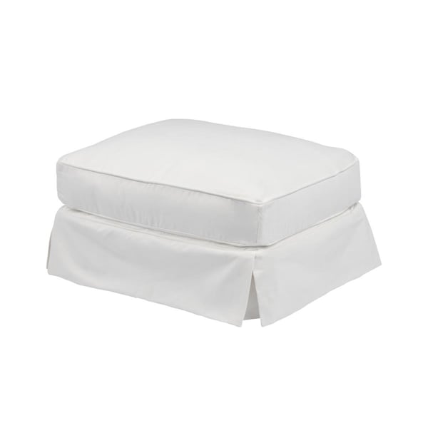 Sunset Trading Americana Slipcovered Ottoman Warm White - SU-108530-423080