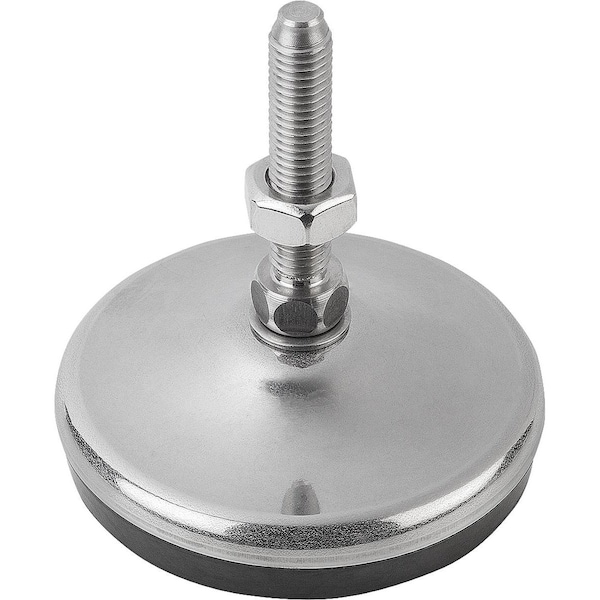 Kipp Levelling Foot, Form:A M14X175, D=80, Stainless Steel, Comp:Rubber - K0739.1208014X175