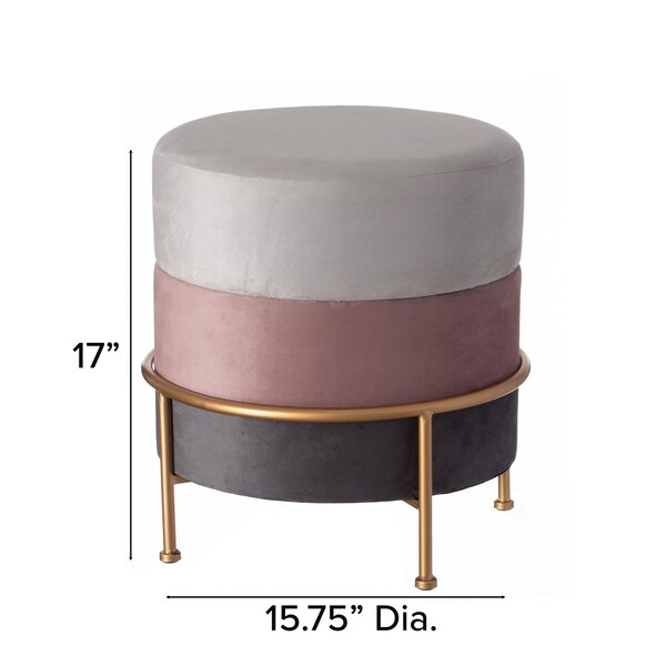 Vintiquewise Ottoman, 15.75 W, Velvet, MDF, Metal, Multicolor - QI004625