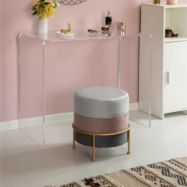 Vintiquewise Ottoman, 15.75 W, Velvet, MDF, Metal, Multicolor - QI004625