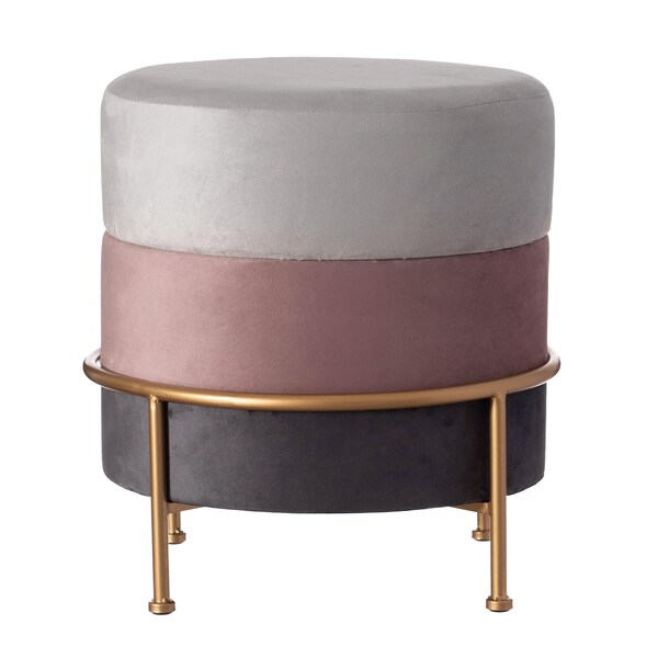 Vintiquewise Ottoman, 15.75 W, Velvet, MDF, Metal, Multicolor - QI004625